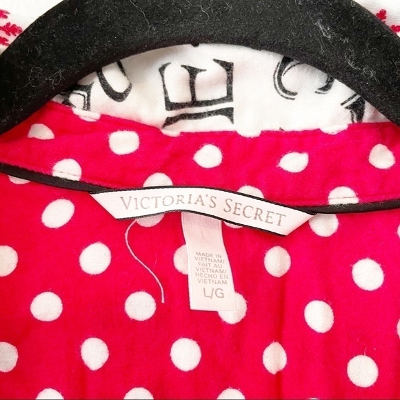 Victoria's Secret White, Black, and Red Snowflake Flannel Pajama Shirt - Picture 2 of 9